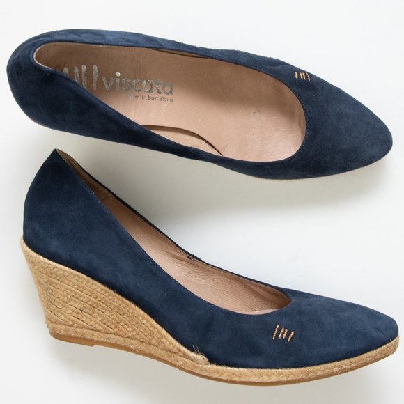 Viscata Shoes - Viscata Espadrille Wedges Blue Suede Shoes Size 39